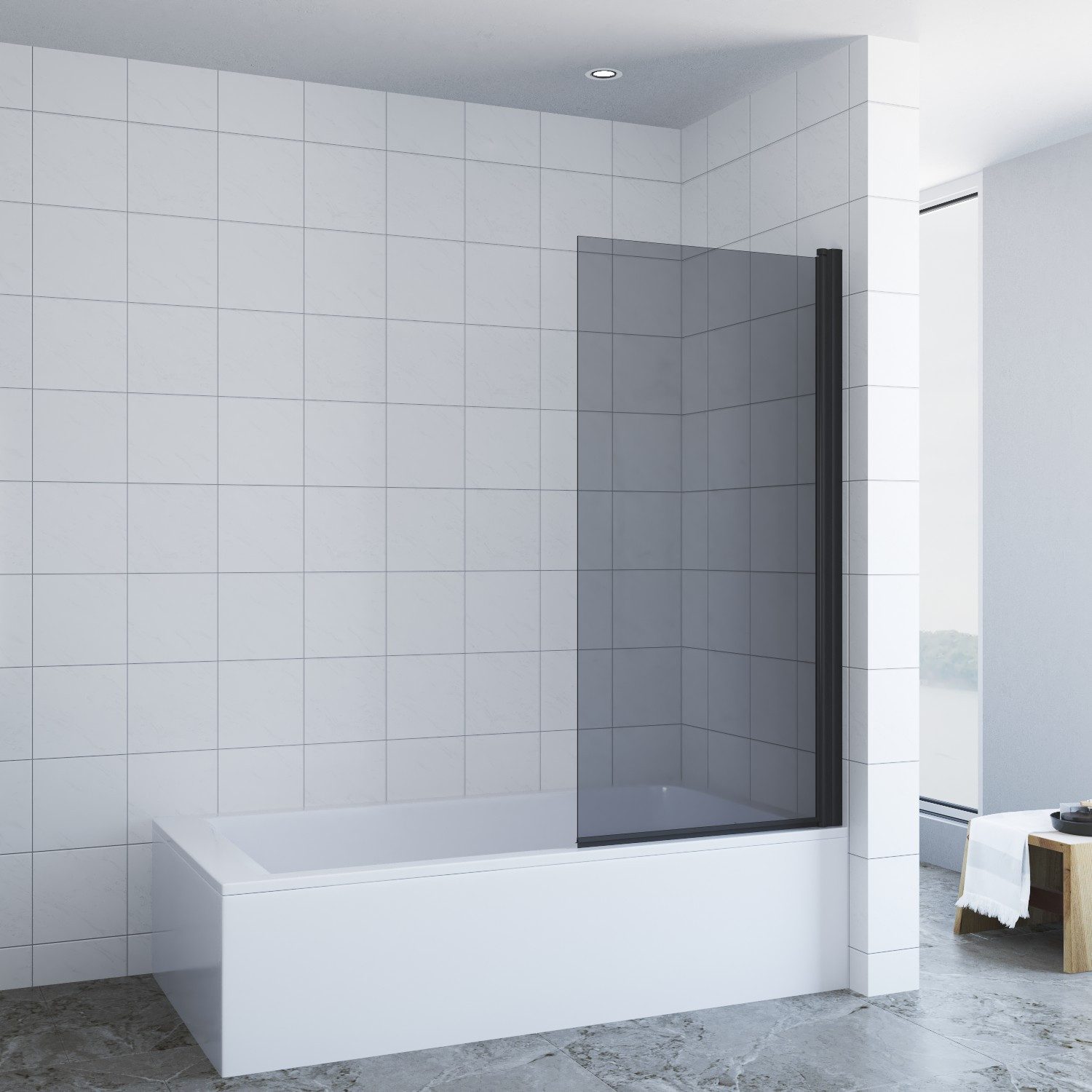 Badewannenaufsatz Eck Glas Duschwand für Badewanne 1 tlg 2 tlg 3 tlg