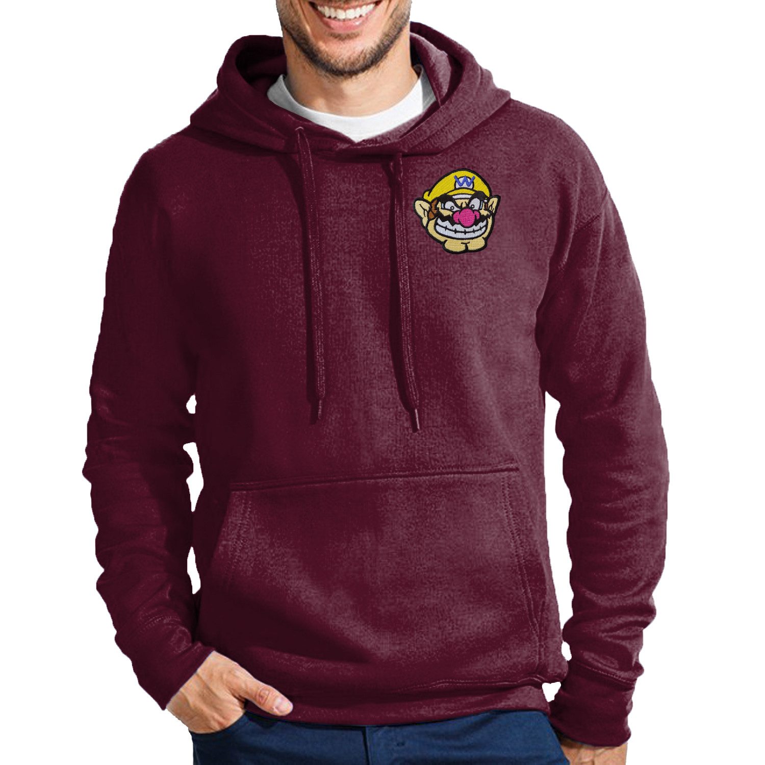 Blondie & Brownie Hoodie WarioPatch Herren Hoodie Retro Gaming Patch Baumwolle Freizeitlook (Einzelhoodie, Einzelartikel) Wario Patch H Hoodie Arcade Legend