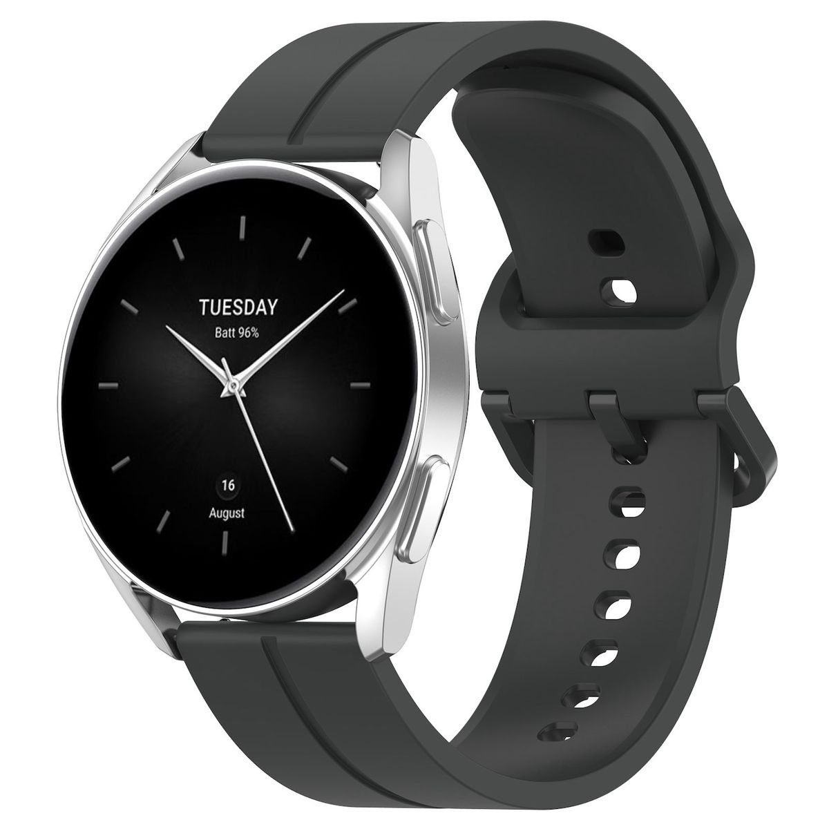 Wigento Smartwatch-Armband Für Xiaomi Watch 2 Pro hochwertiges Silikon Ersatz Armband Dunkelgrau
