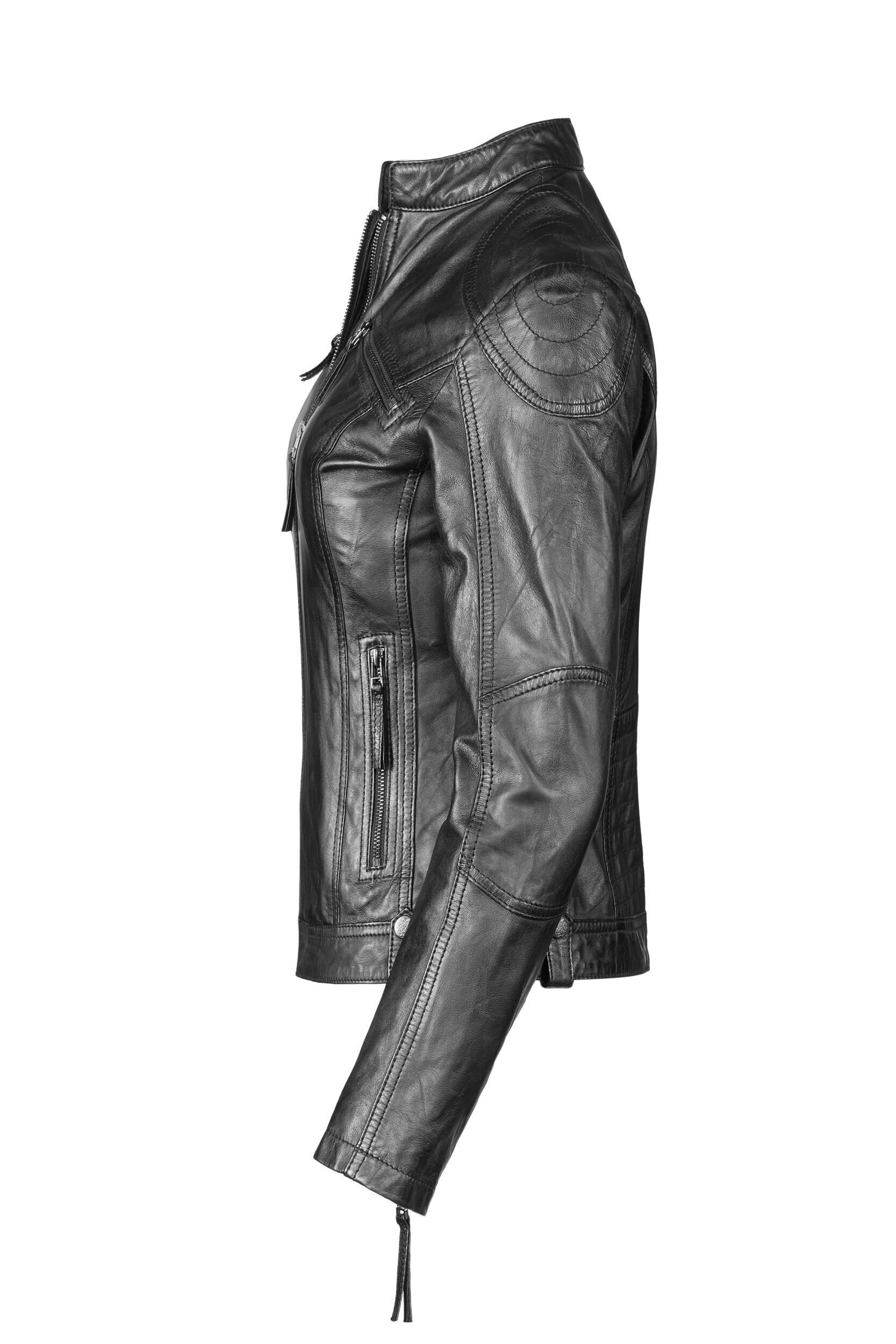 Apple of Eden Lederjacke AOE-142 (1-St) mit praktischen Reißverschlusstaschen