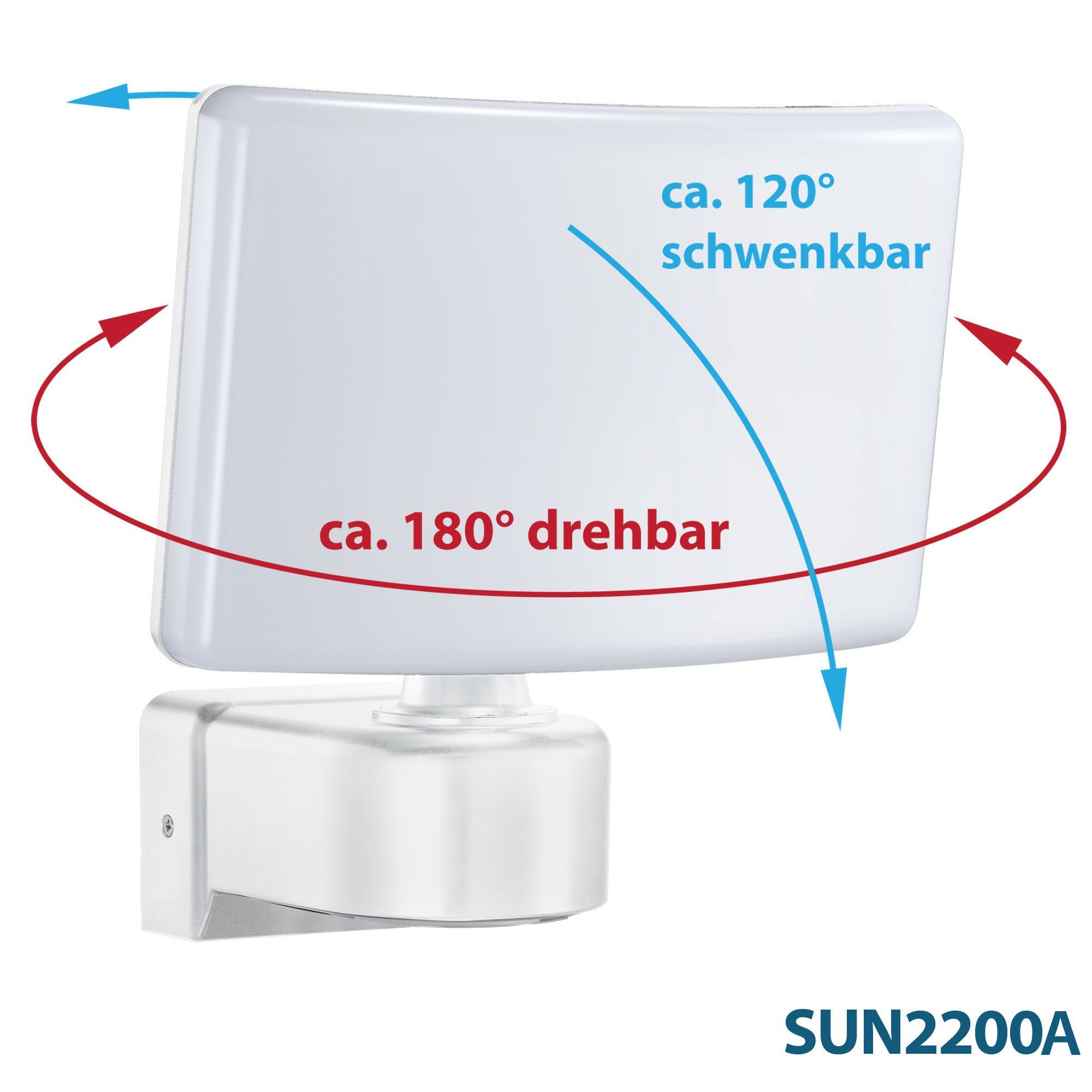 SUN2200, Bewegungsmelder, 4000K, Fluter, 30W, Baulichtstrahler, integriert, LED Strahler, ohne LED IP65, Neutralweiß, Flutlichtstrahler Maxkomfort Außenstrahler 4000K, Scheinwerfer, fest Neutralweiß, Flutlicht, LED,