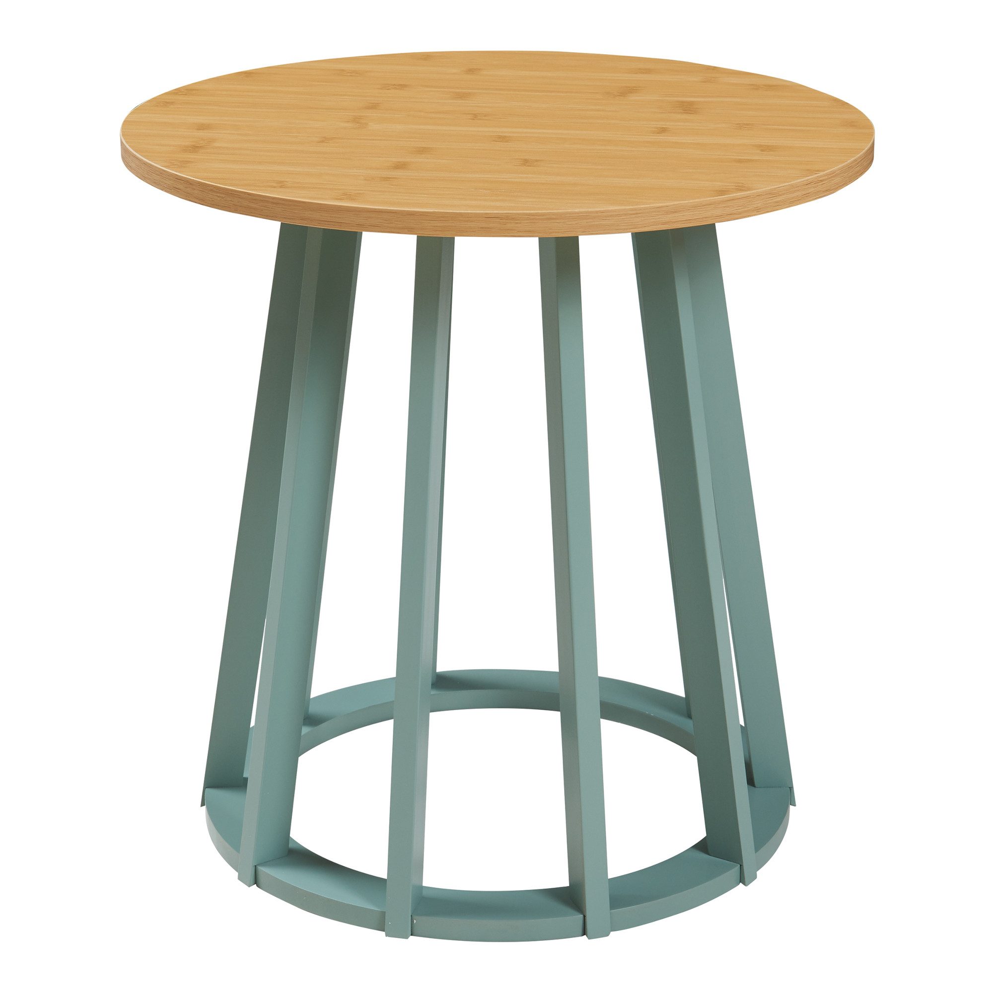 en.casa Beistelltisch, »Lensuu« 48 x Ø48 cm Holzgestell Nachttisch rund Pastellgrün/Eiche