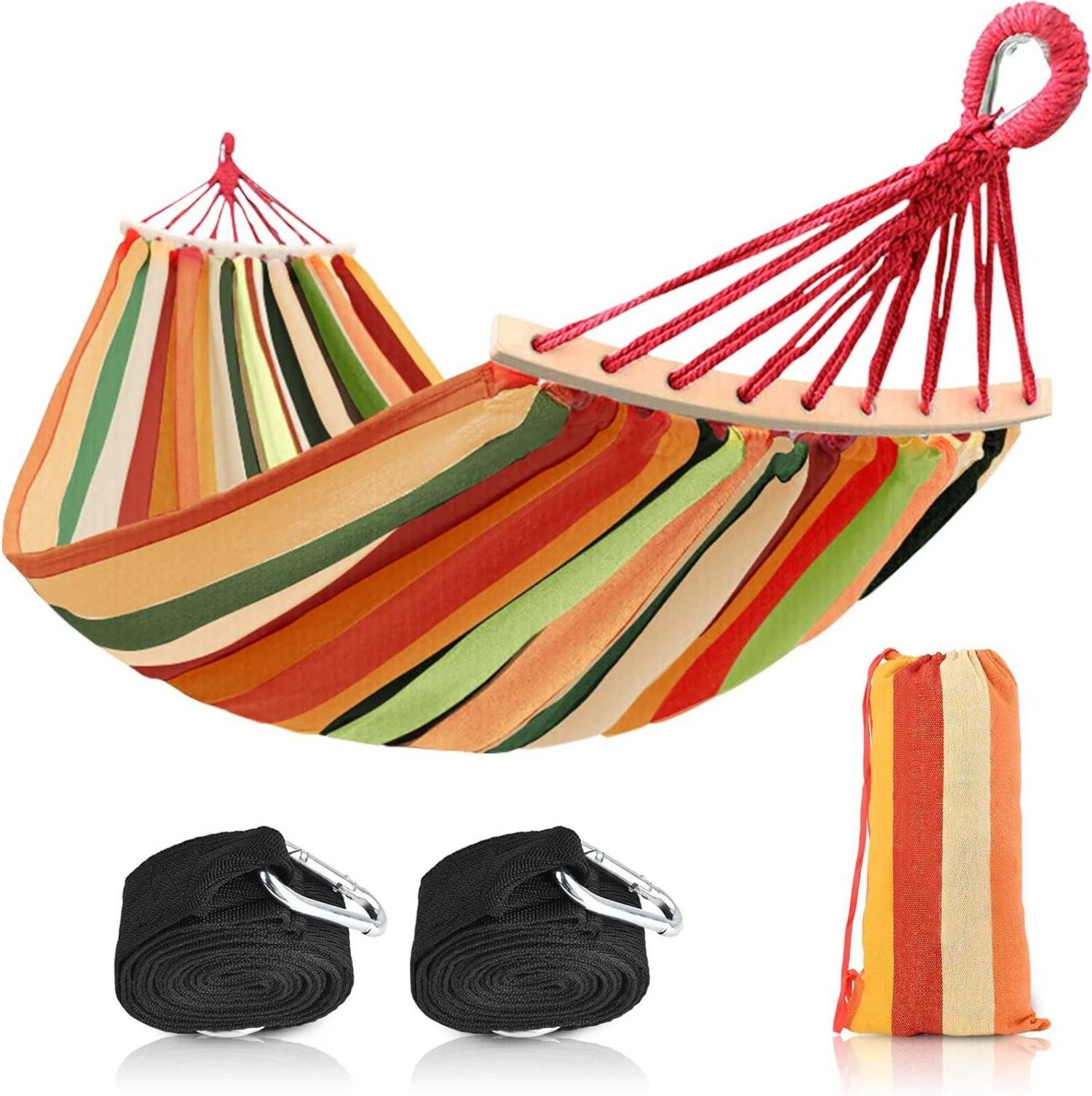 LuxusKollektion Campingstuhl Hängematte 200x150cm Camping Schwebebalken Tragbar bis 300kg Bunt