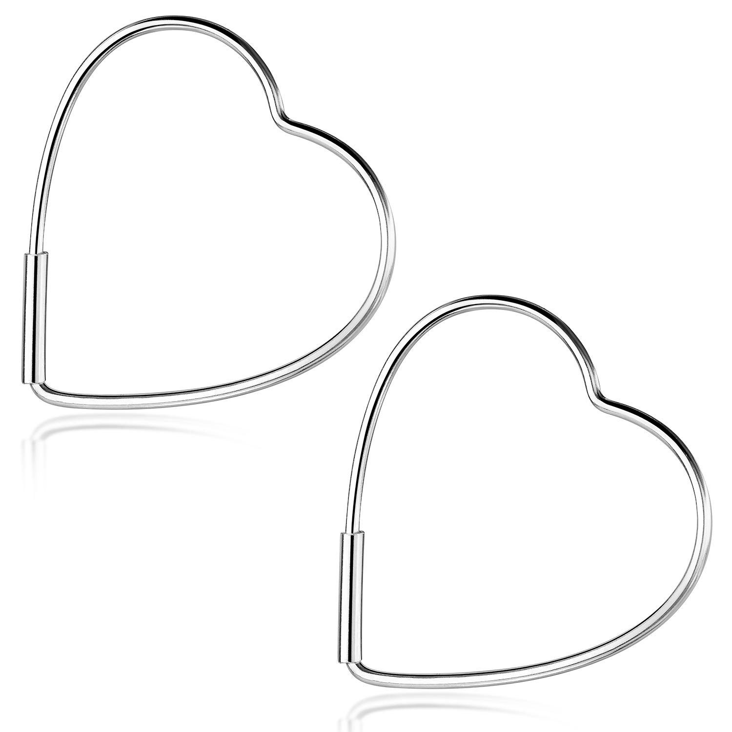 Materia Paar Creolen Herz Ohrringe Herzform Liebe dünn SO-481, 925 Sterling Silber
