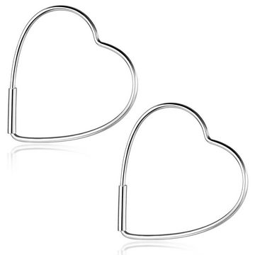 Materia Paar Creolen Herz Ohrringe Herzform Liebe dünn SO-481, 925 Sterling Silber