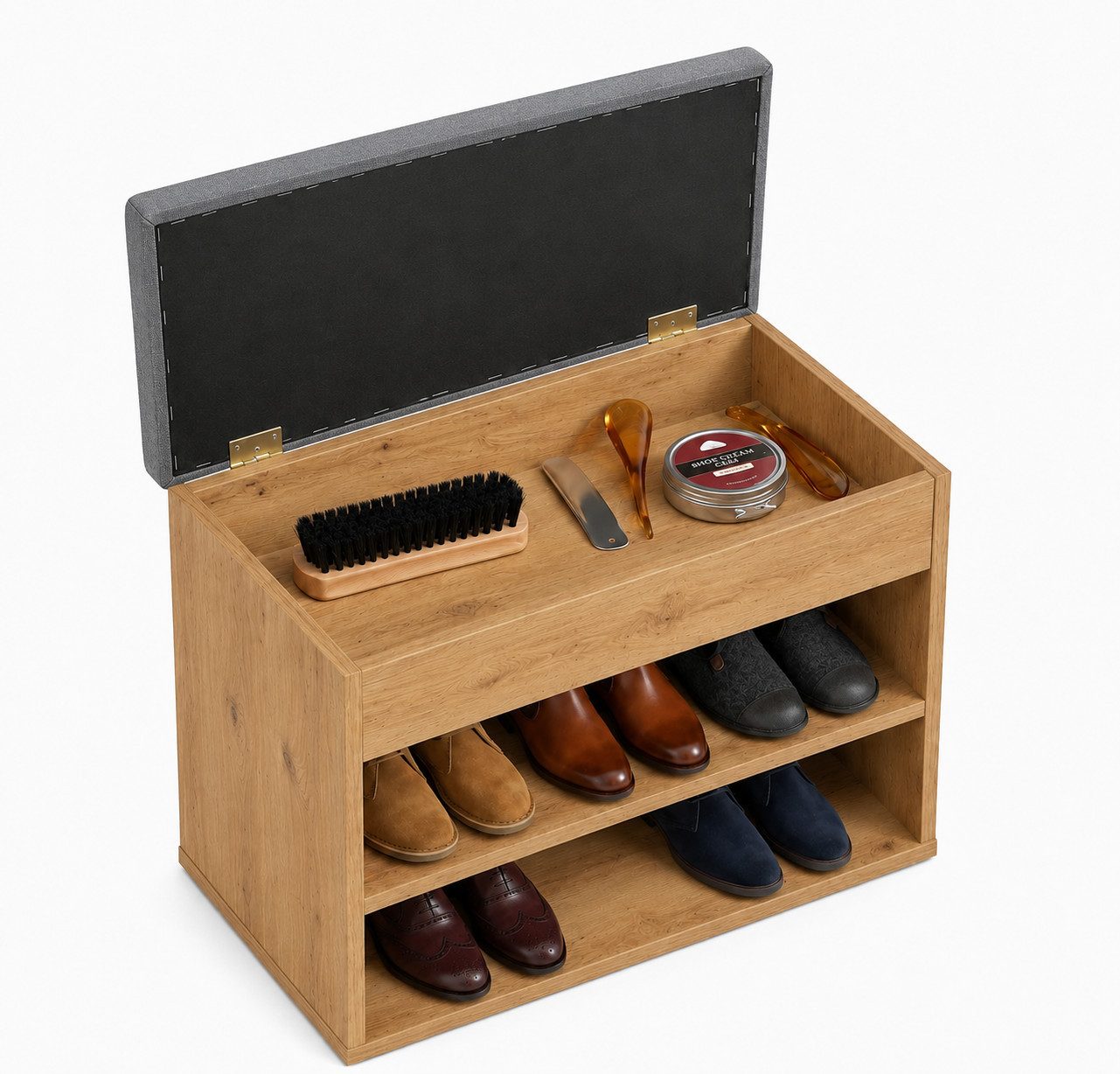 OTTO home Schuhbank Schuchschrank 60, Schuhregal, Schuhtruhe, Schuhkommode, Sitzbank, Inkl. bequemem Sitzkissen mit Stauraum darunter – Bild 4 von 5