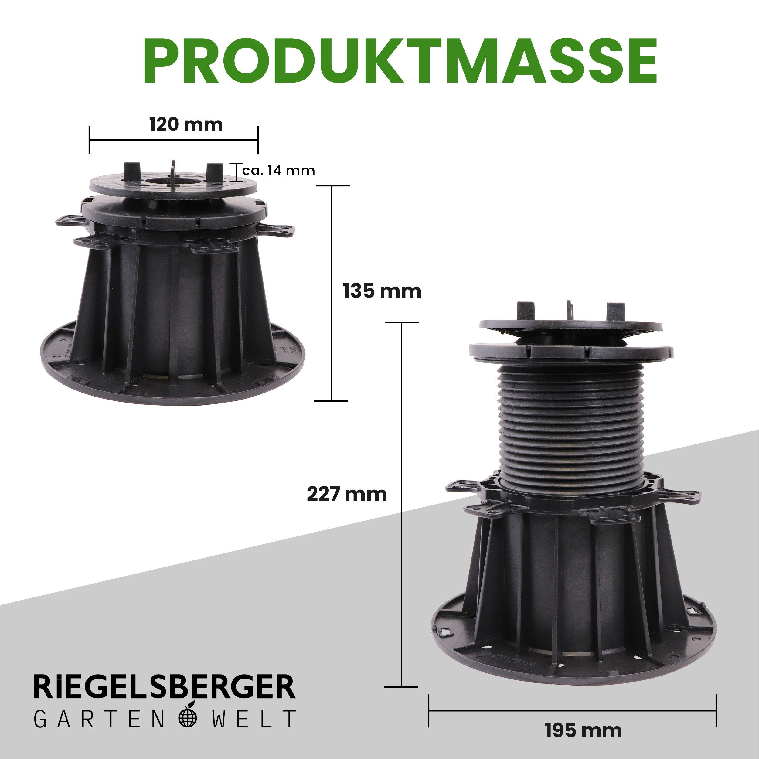 Gartenwelt Riegelsberger Stellfuß Plattenlager PRO mit Gefälleausgleich bis zu 7% Terrassenlager