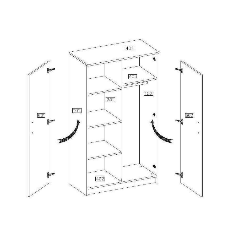 Polini Home Schwebetürenschrank Kleiderschrank weiß-rosa Kinderkleiderschrank für | 80x193x50cm 2-türig weiß-rosa Kinderz