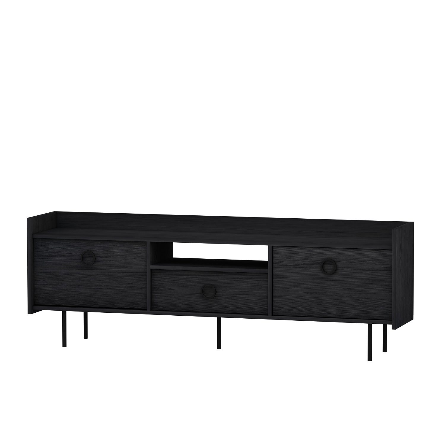 Lowboard moebel17 Schwarz Grau Lowboard Metall Walnuss Büsra TV türig modernes TV mit Füße 3 Grau 9192, Walnuss TV-Regal in