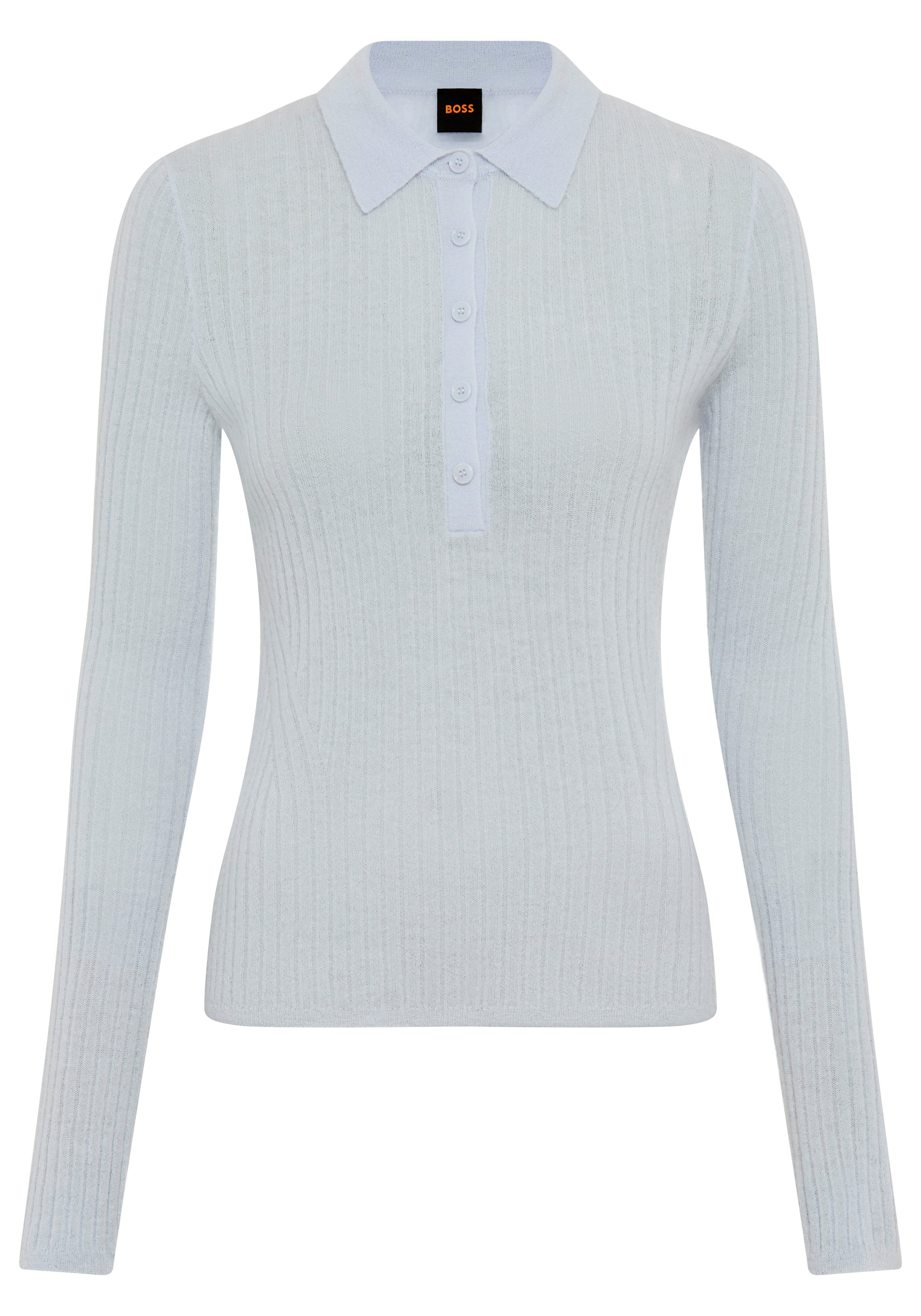 BOSS ORANGE Polokragenpullover Fuganel Premium Damenmode mit Knopfleiste, Rippstruktur