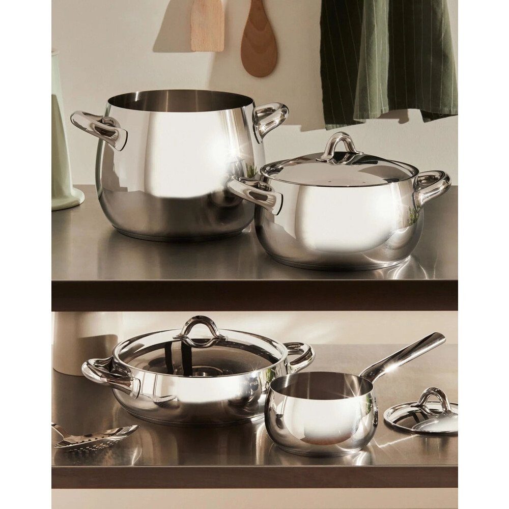 Alessi Topf-Set Topf-Set 7-tlg. Mami edelstahl, Edelstahl (Gläserset, 2x Sektglas), 18/10 Edelstahl, Ø20cm, spülmaschinenfest
