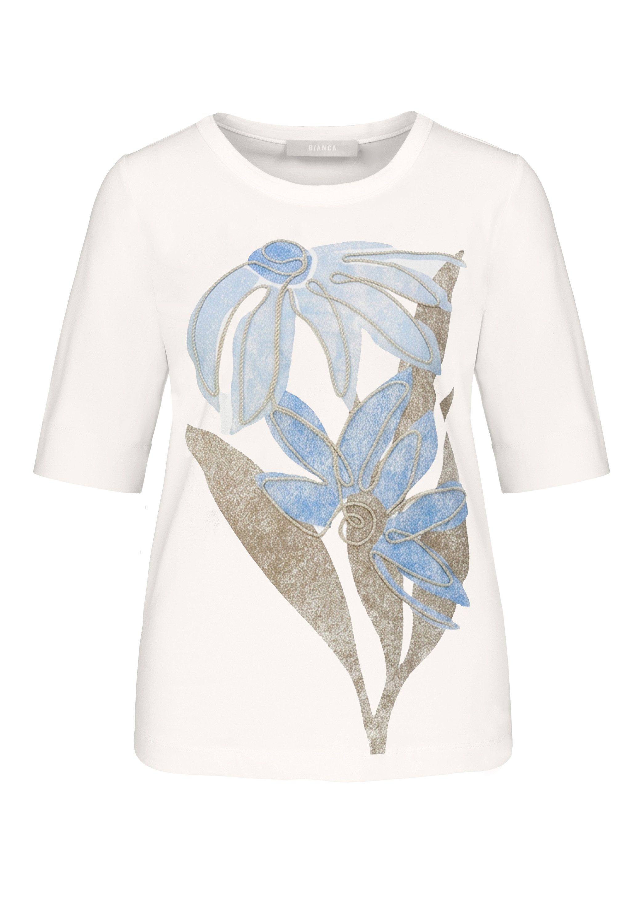 bianca Print-Shirt DINIA mit farbigem Frontmotiv und Kordelapplikation günstig online kaufen