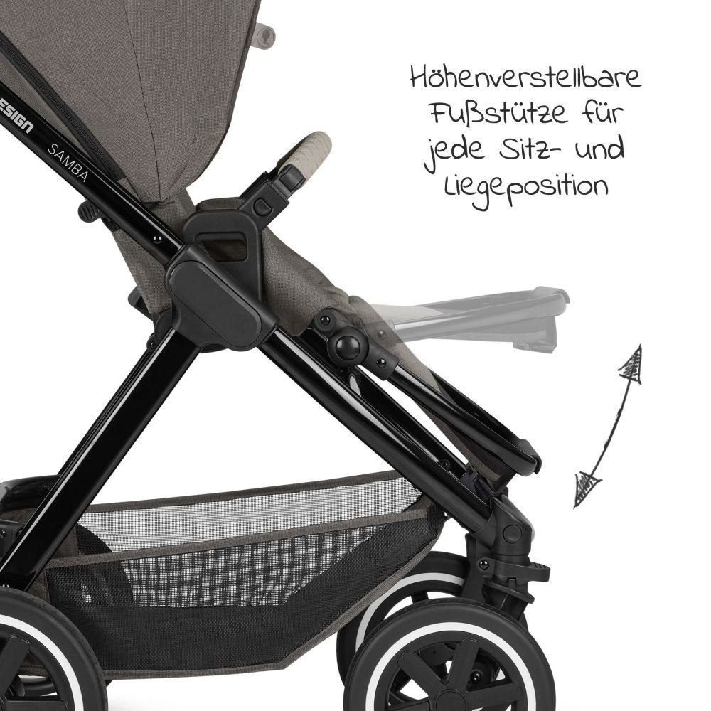 (7-tlg), Samba Zubehör Design Regenschutz, Edition Kinderwagen Kombi-Kinderwagen Herb, Babywanne, mit 2in1 - Diamond Buggy - Sportsitz, ABC