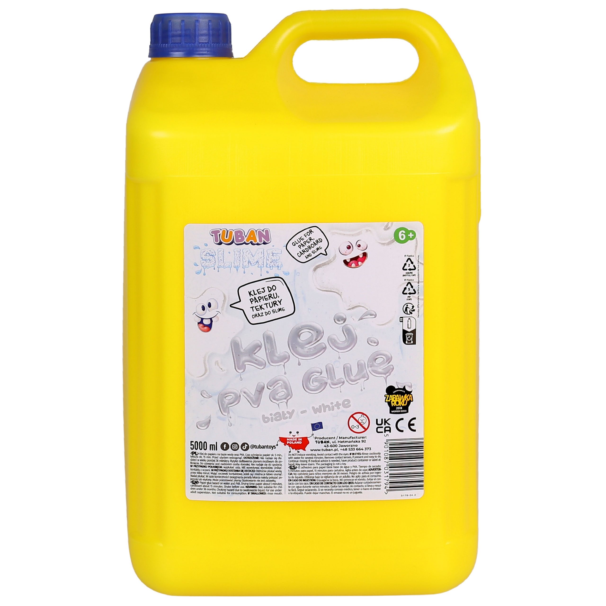 Sarcia.eu Bastelkleber Tuban Weißer Slime Kleber 5L – PVA Bastelkleber, hohe Deckkraft