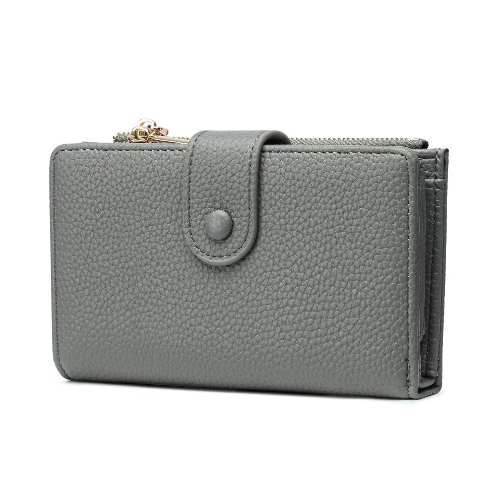 Frentree Geldbörse Damen mit RFID Schutz, Echtleder Optik, großes Münzfach, Portemonnaie mit Reißverschluss, Druckknopf, inkl. Geschenkbox