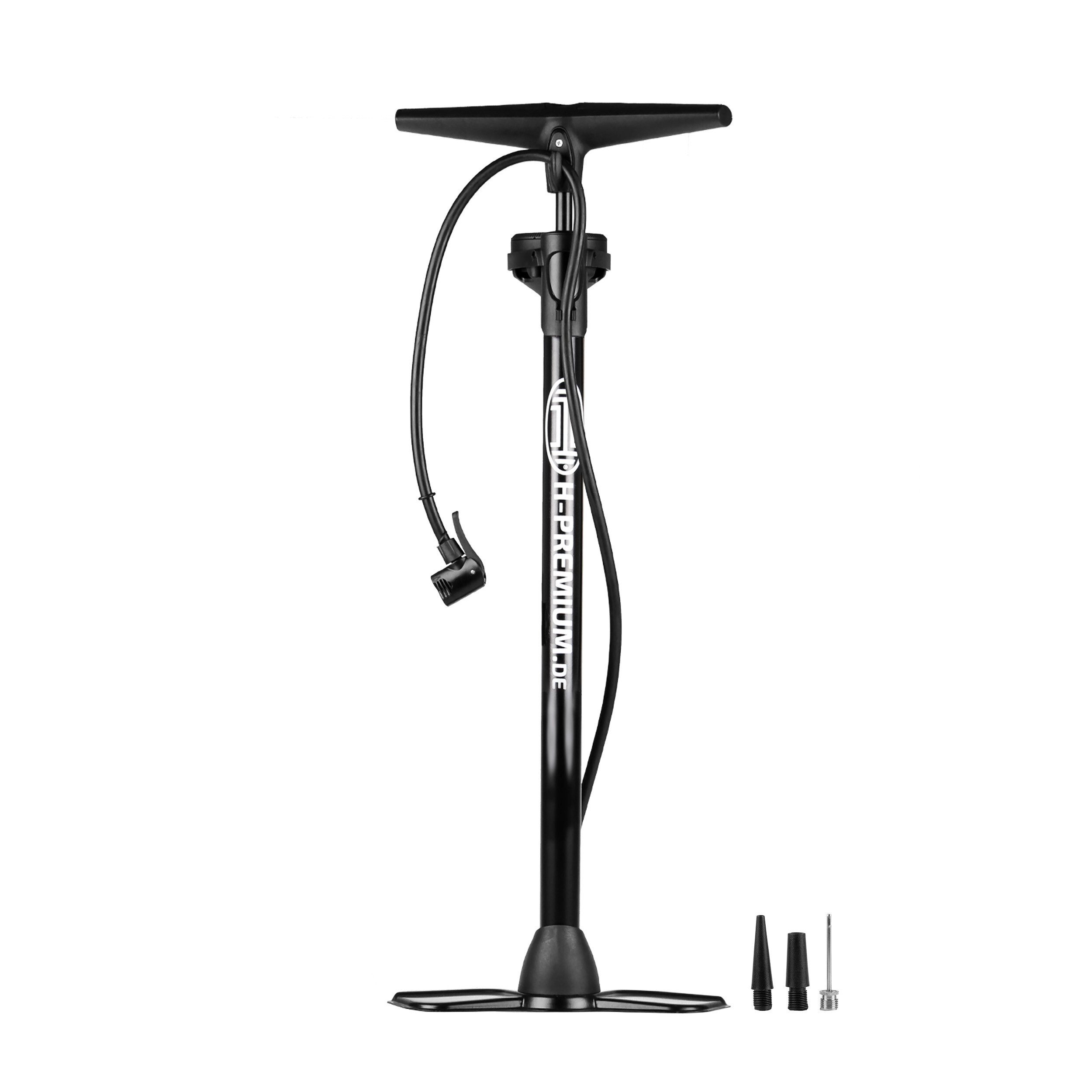 HEYNER Fahrradpumpe Premium Handpumpe mit Manometer Black Edition (1-tlg)