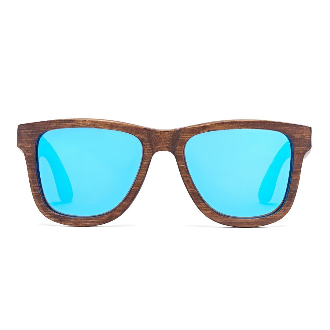 Bonizetti Sonnenbrille (Herren Sonnenbrille Bambus, 1-St) Braun Glasfarbe blau