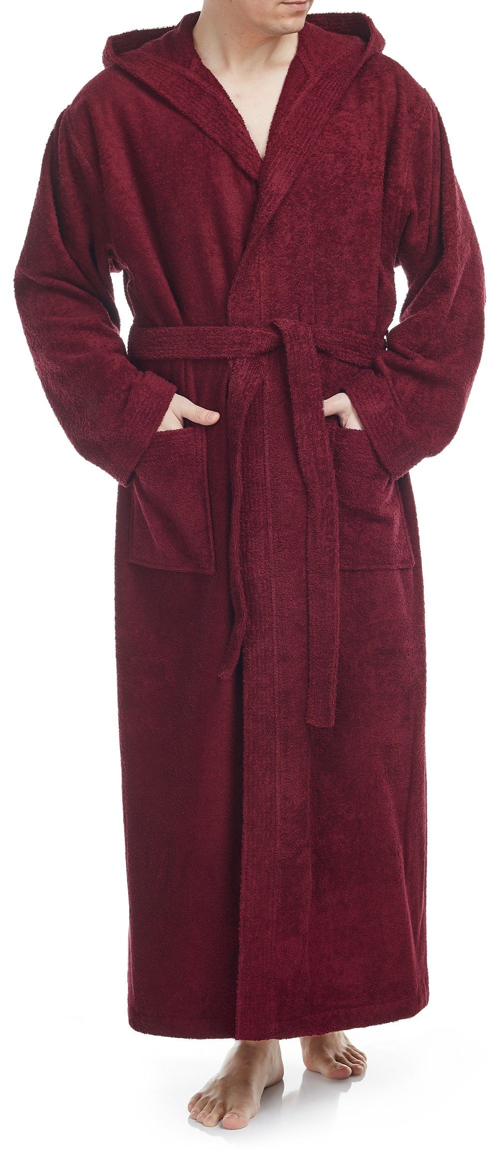 Arus Herrenbademantel mit Kapuze, 100% Baumwolle, extra lang, für Spa & Zuh günstig online kaufen
