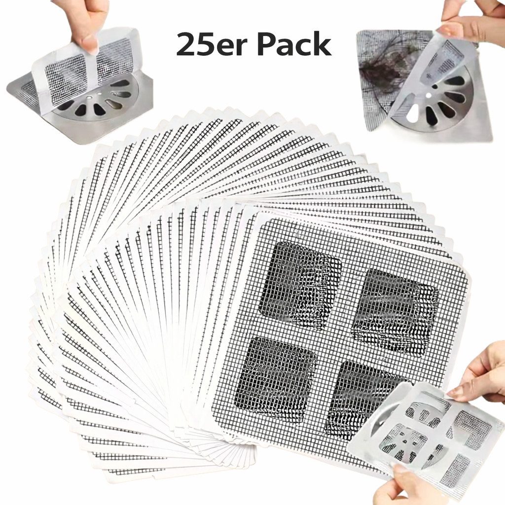 ILOKEN Abflusssieb Abflusshaarsieb 10er-Set, Selbstklebende Abflussfilter Antiverstopfung, (25-St), Einmalverwendung