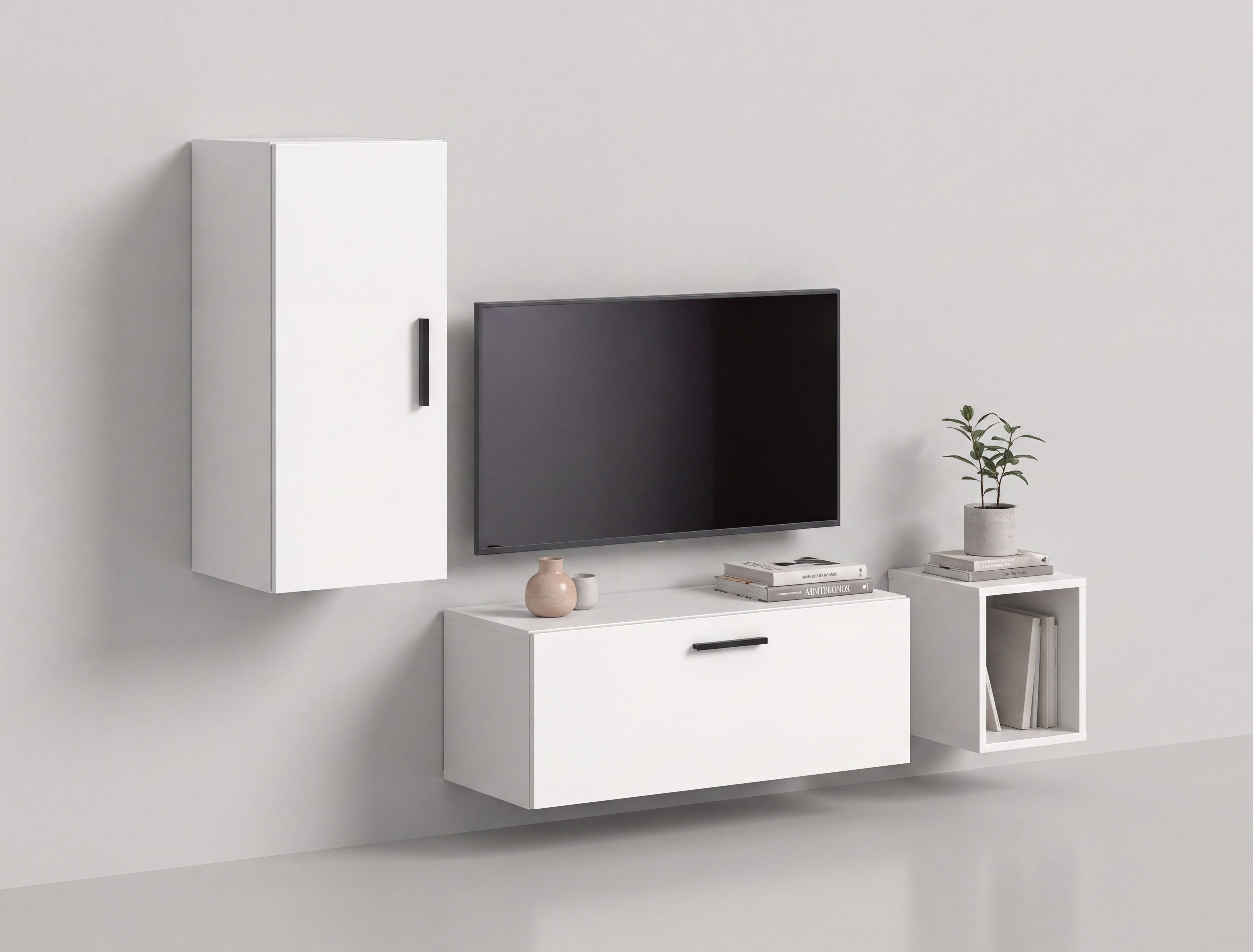 Home affaire Schrank-Set ENESTE, 3-teilig, in verschiedenen Farben, individuell kombinierbar, (verschiedenste Kombinationmöglichkeiten, stehend oder hängend), Stauraumelement, Kombination, Wohnkombination, Schrankwand, Lowboard