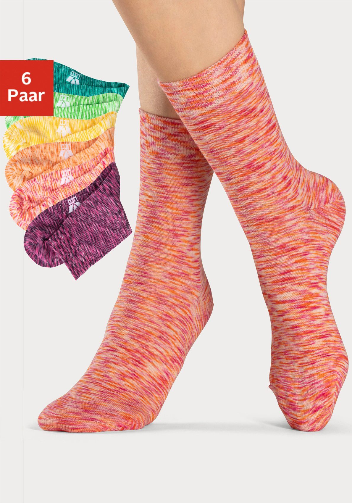 Lico Freizeitsocken farbigem (Set, 6-Paar) Garn mit