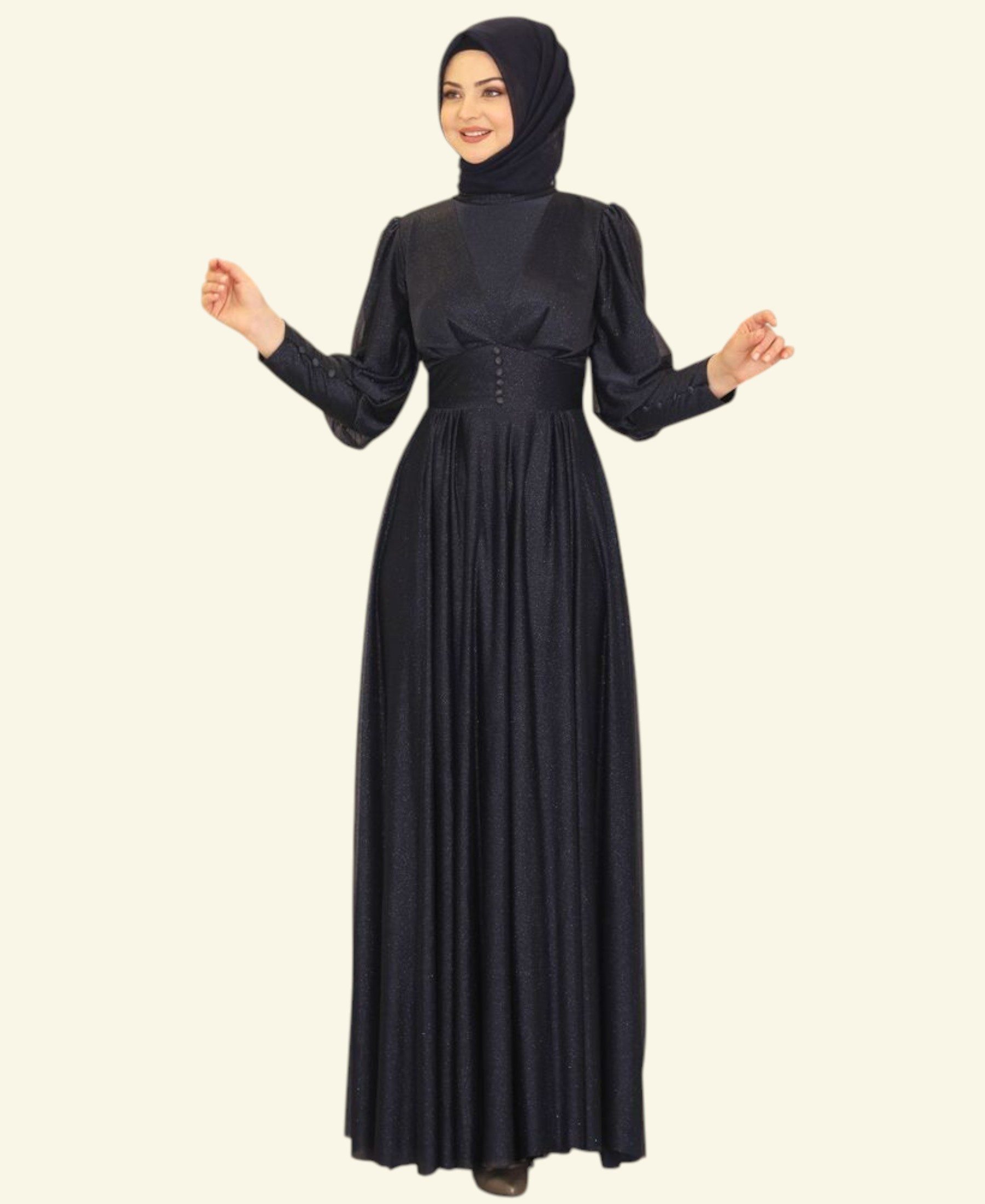 fashionshowcase Abendkleid Elegantes Glitzerndes Tüllkleid - Hijab Kleid Mo günstig online kaufen