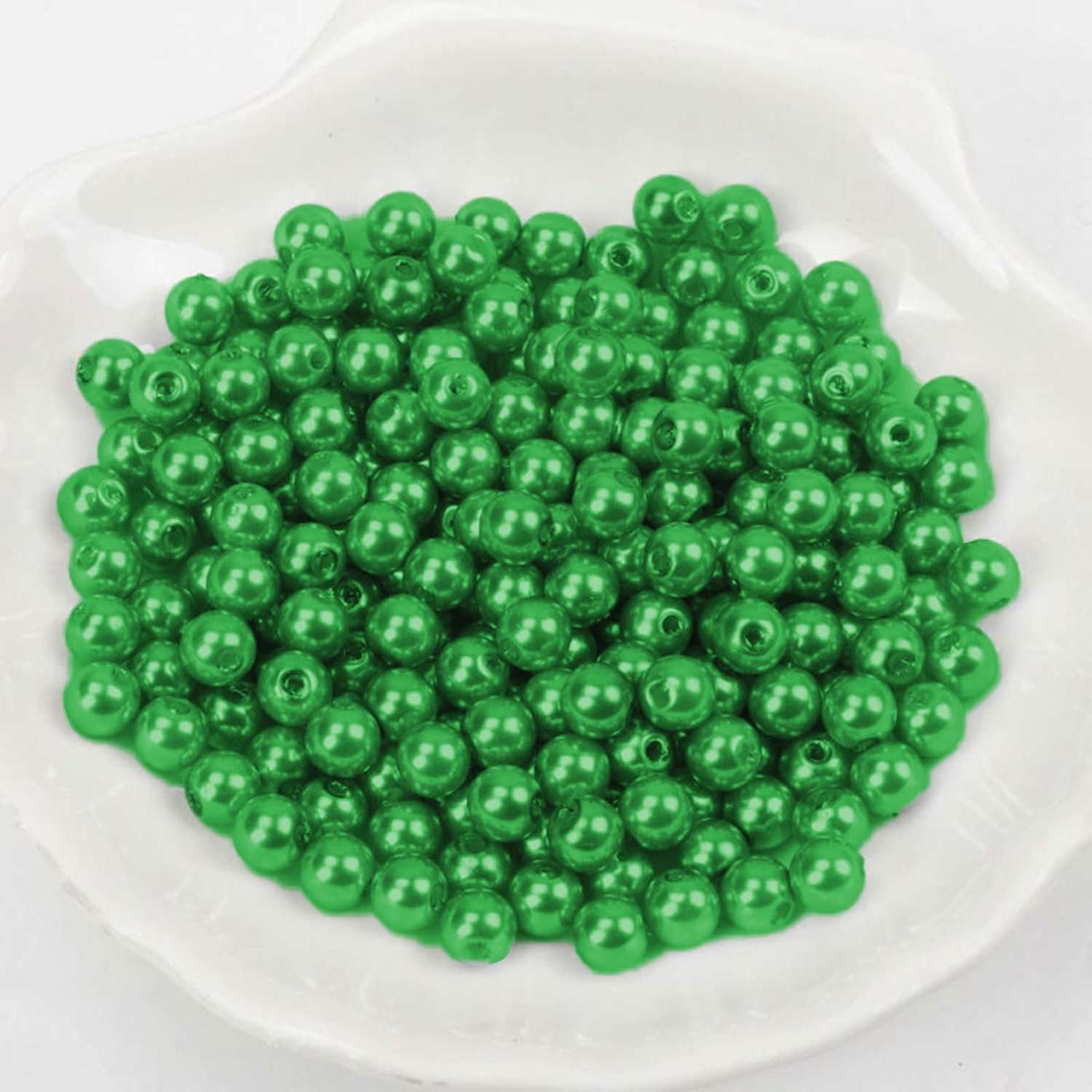 Kopper-24 Bastelperlen Wachsperlen ca. 100 Stück, 10mm, Grün dunkel