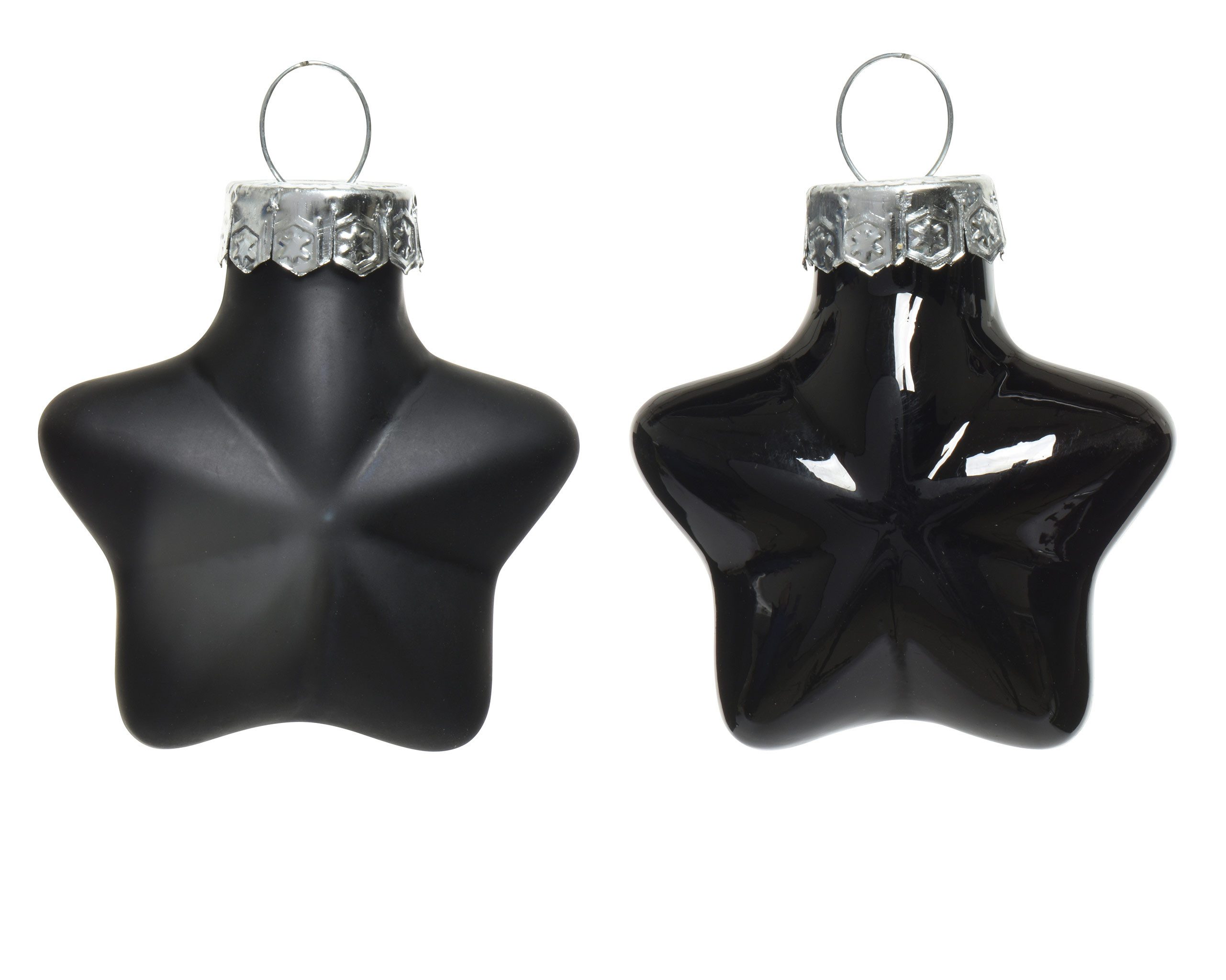 Kaemingk Christbaumschmuck, Christbaumschmuck Sterne 4cm Glas 12 Stück - Schwarz