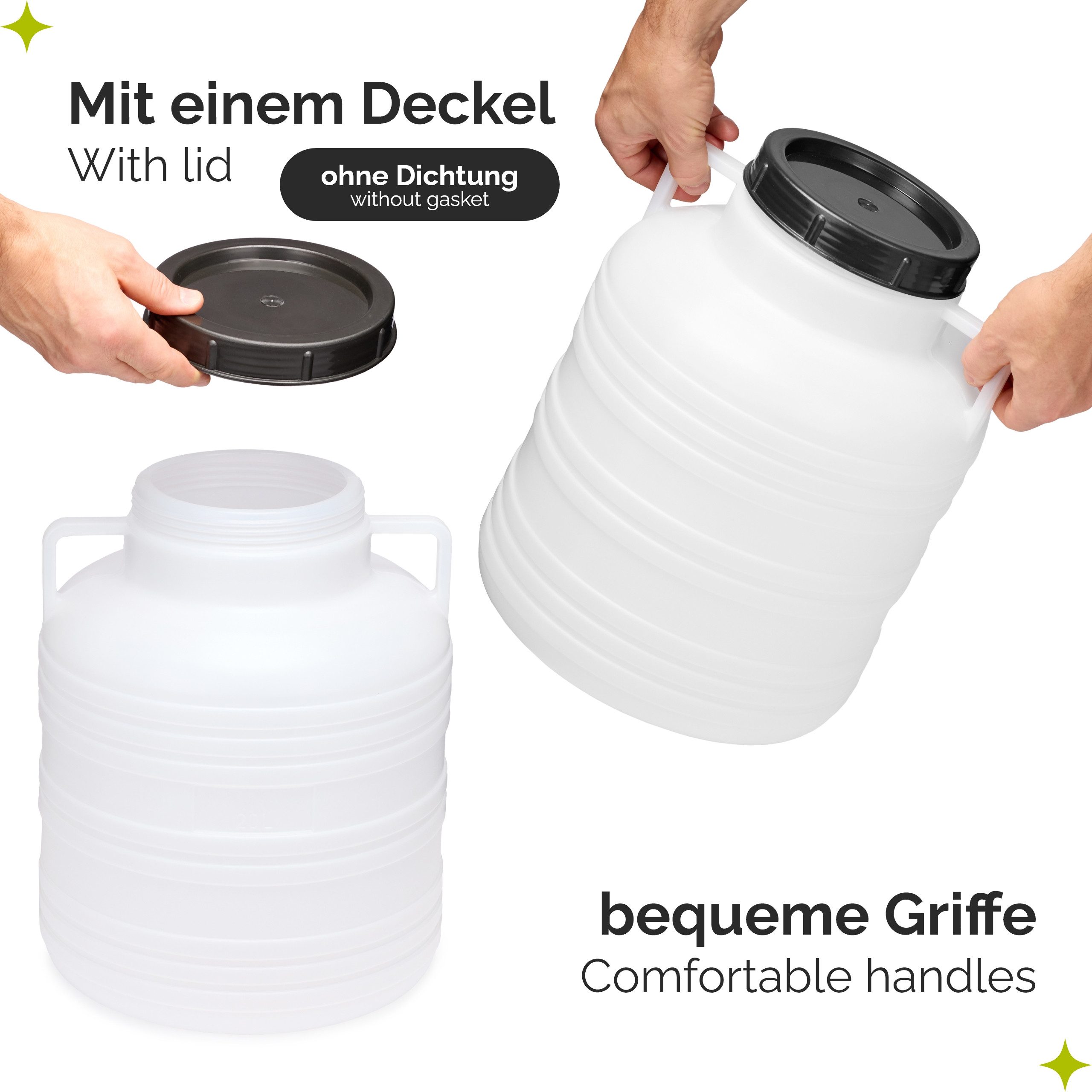 Garronda Regentonne Set 20 Liter Futtertonne BPA-frei Lebensmittel-Fass GD-0126, 20 l, (2-tlg), BPA-Frei – Bild 4 von 5