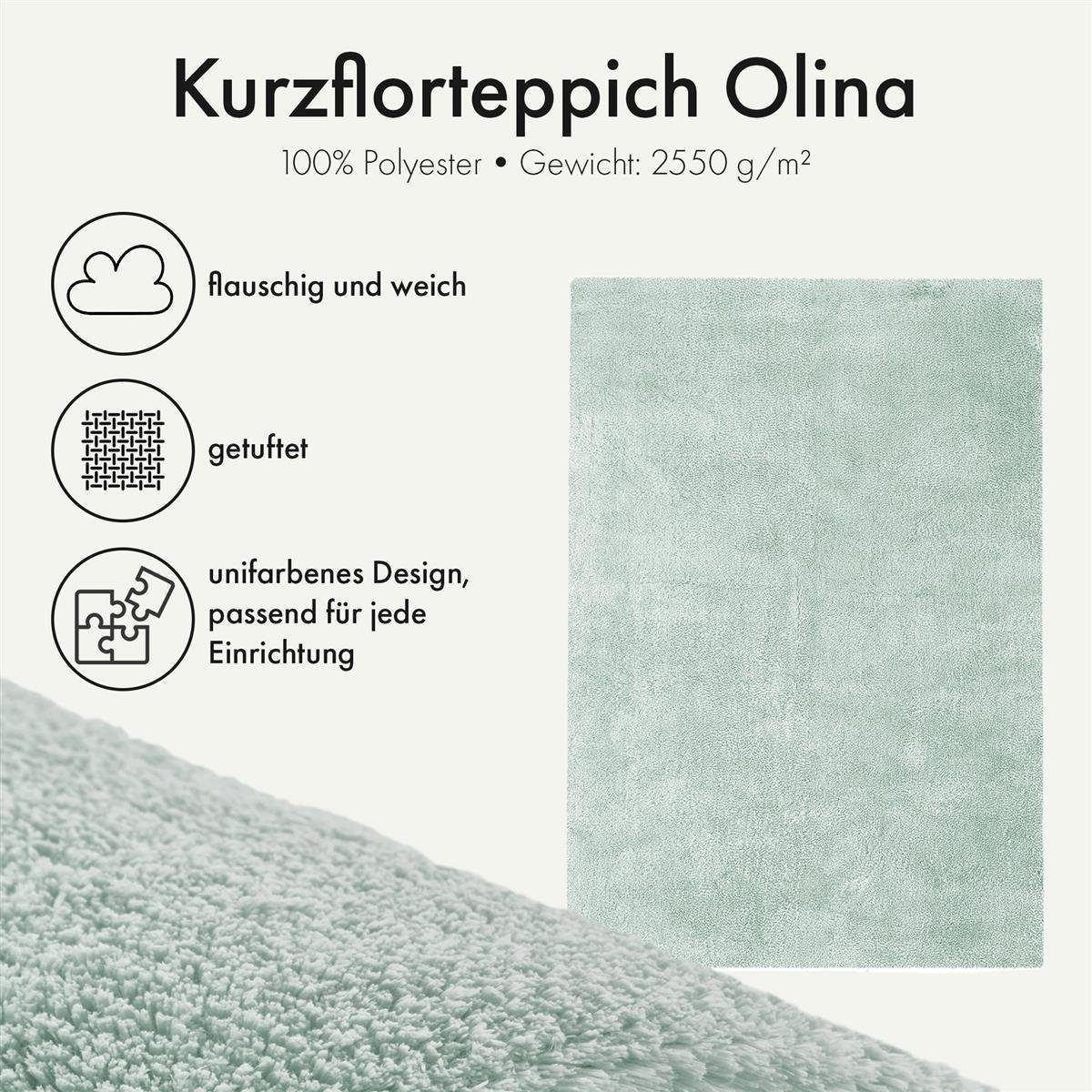 Qiyano Teppich Hochflorteppich Olina 100 Türkis 80 x 150 cm, rechteckig, Hö günstig online kaufen