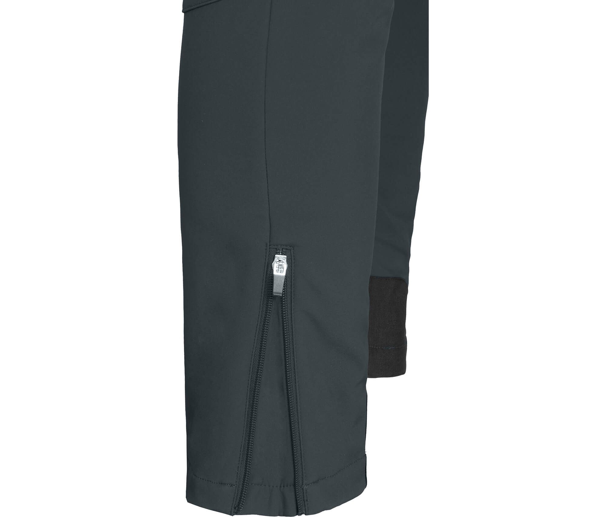 Bergson Outdoorhose (slim) Softshellhose, COMFORT dunkel Gesäßeinsatz, mit LARVIK und grau Winter Herren warmem elastischem Normalgrößen, voll Innenfleece