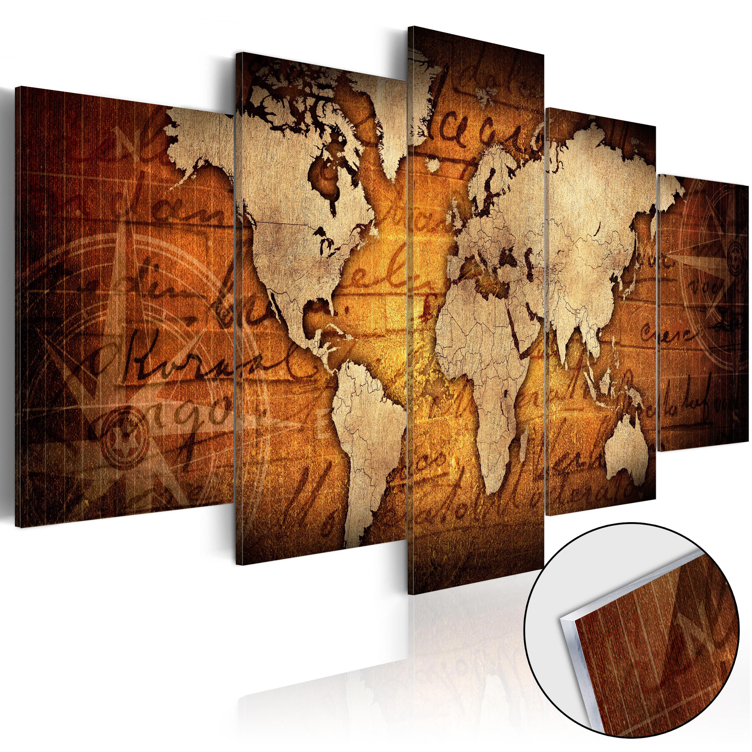 Artgeist Acrylglasbild Acrylic prints – Bronze map I