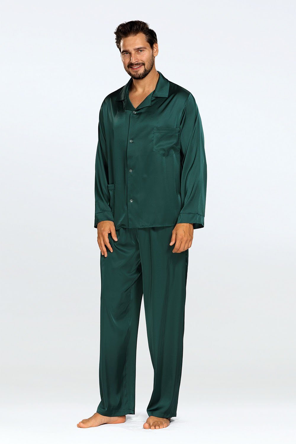 DKaren Schlafanzug Herren Satin Pyjama Schlafanzug günstig online kaufen