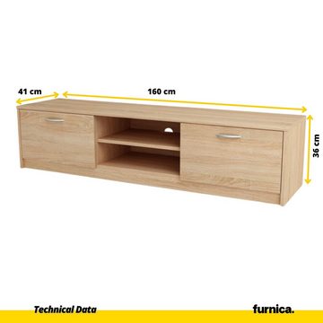 Furnica TV-Schrank JANE - TV Schrank mit 2 Türen und 1 Regal Matt H36cm B160cm T41cm