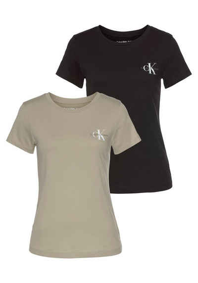 Calvin Klein Jeans Rundhalsshirt »2-PACK MONOLOGO SLIM TEE« (Packung, 2er-Pack) mit Calvin Klein Jeans Logoprint auf der Brust