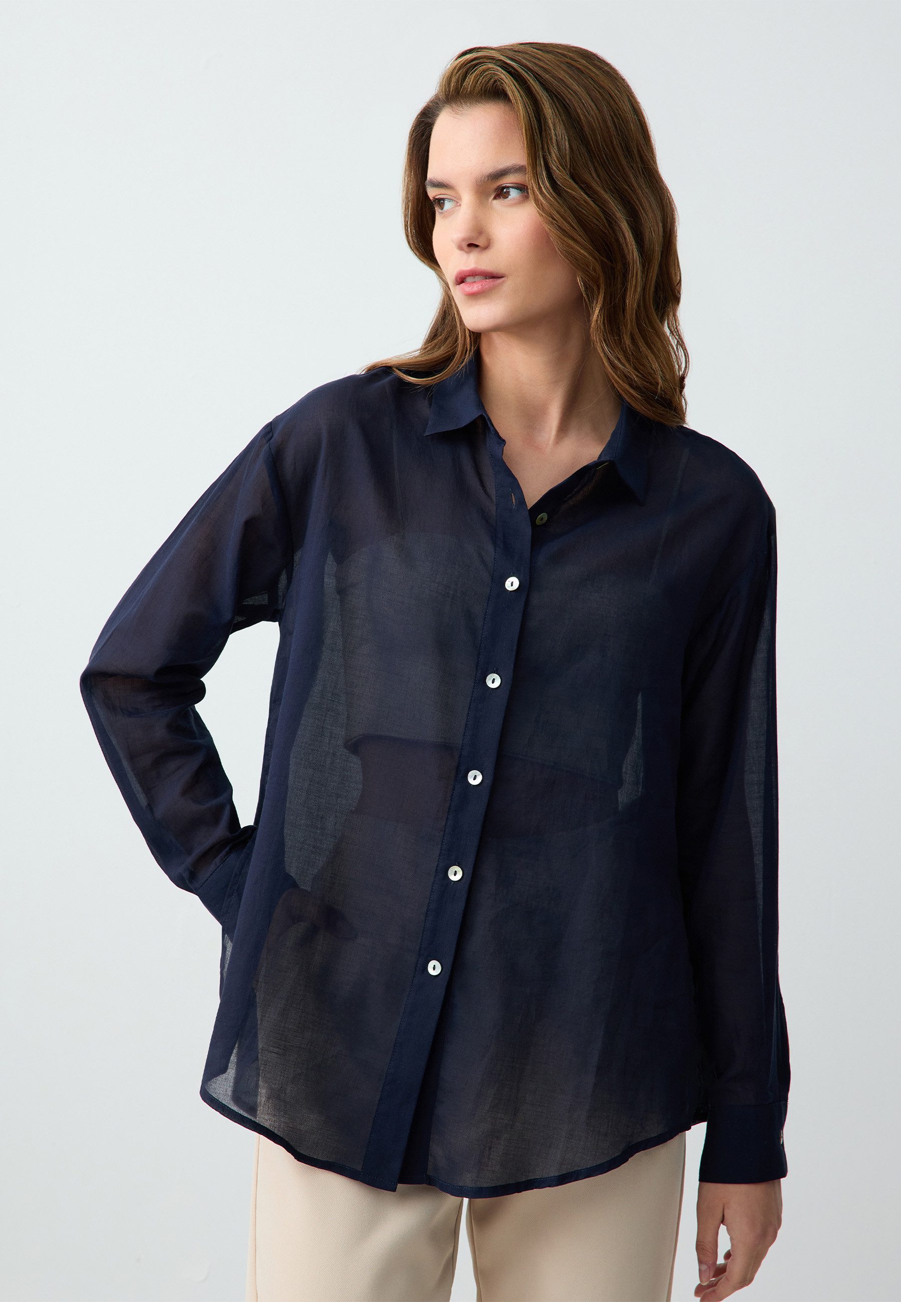 Jimmy Key Shirtbluse Gewebtes Dunkelblaues Hemd günstig online kaufen
