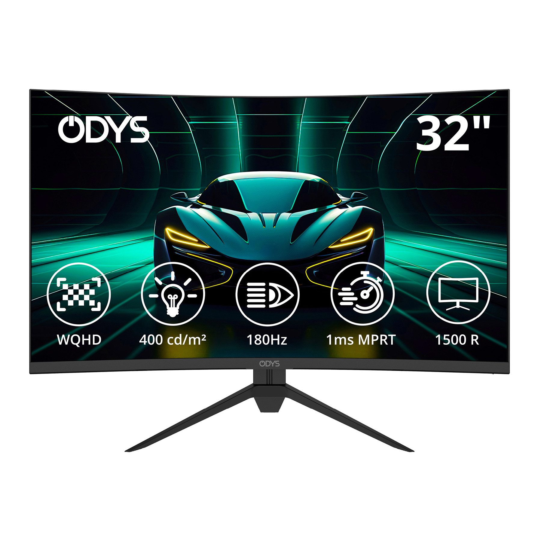 Odys XP32 PRO-X LED-Monitor (80 cm/32 ", 2.560 x 1.440 px, WQHD, 1 ms Reaktionszeit, 180 Hz, LED, 32" Curved WQHD Gaming Monitor, 180 Hz, 1 ms, 121 % sRGB)