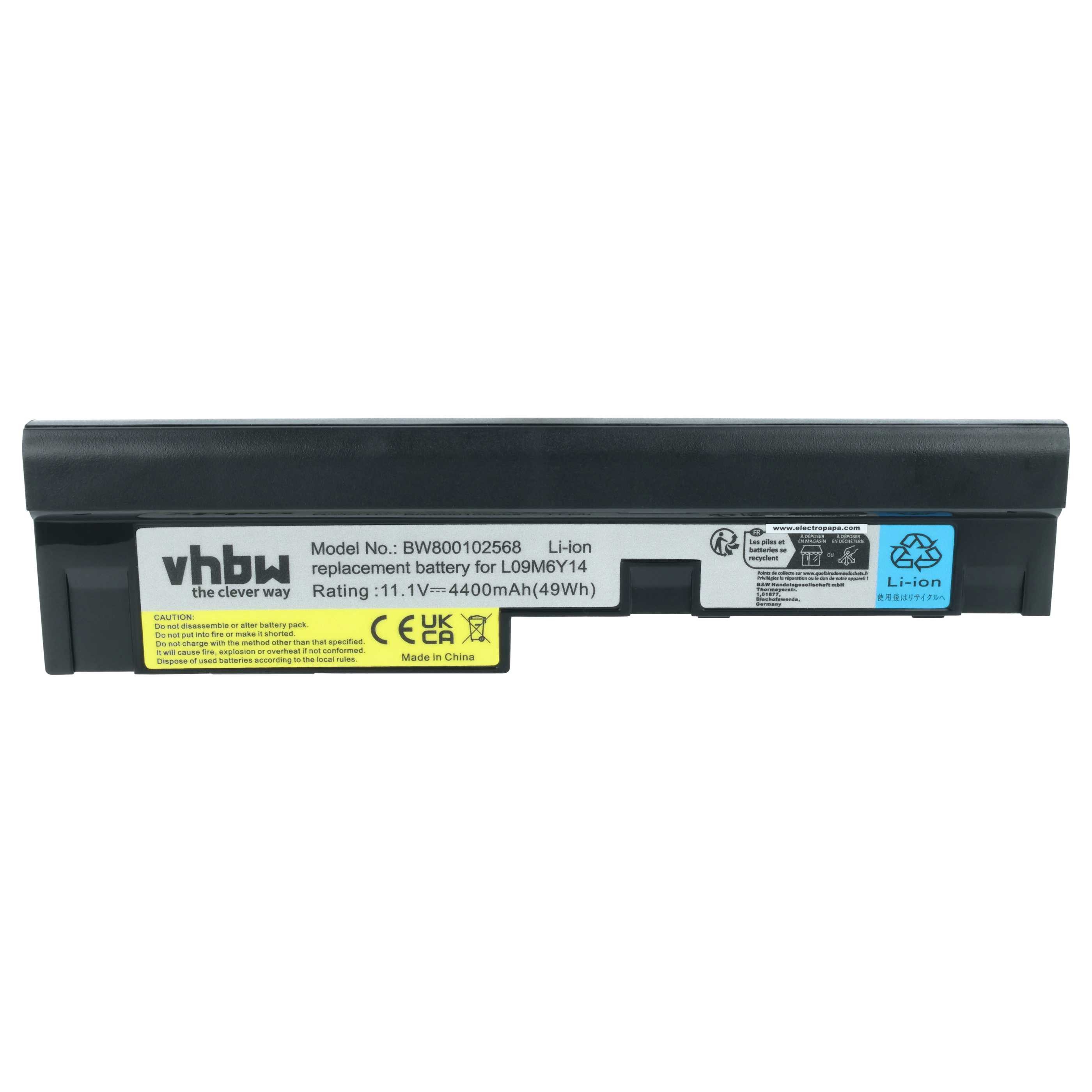 vhbw Akku Ersatz für Lenovo l09S6Y14, l09S3Z14, l09M6Y14, l09M3Z14, Laptop-Akku Akku Li-Ion 4400 mAh (11,1 V, 1 St), Leistungsfähiger Austausch-Akku für Notebook, Wiederaufladbar, Jede