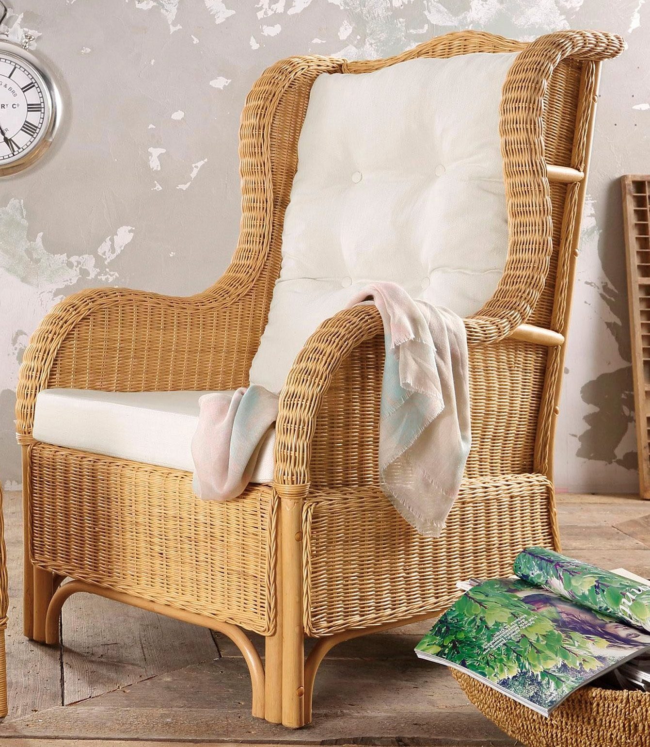 HOFMANN LIVING AND MORE Ohrensessel Frieda, aus handgeflochtenem Rattan