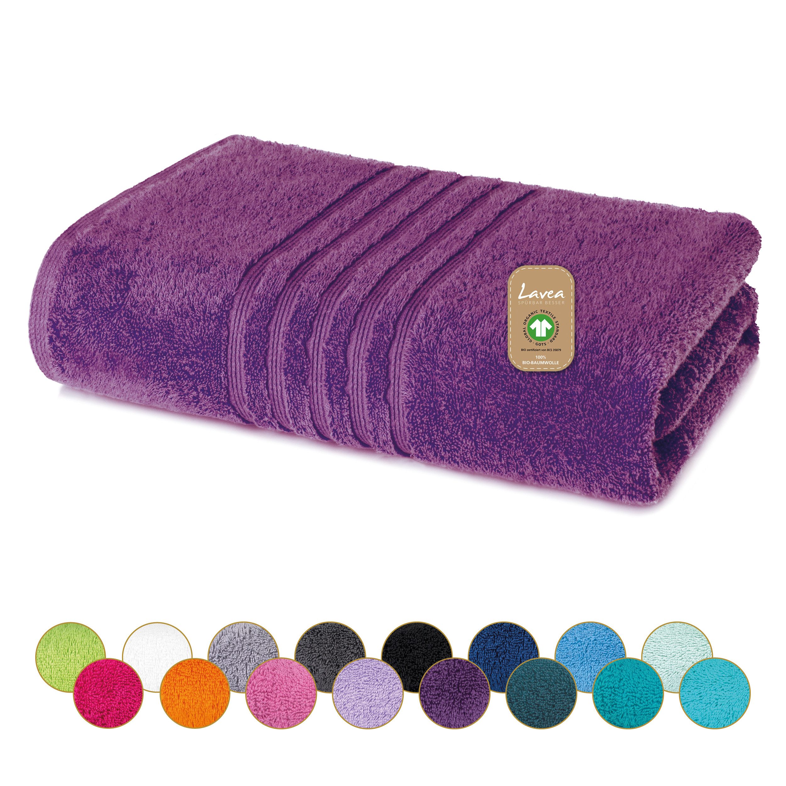 Lavea Saunatuch Bali Saunahandtuch 80x200 cm Saunahandtuch XXL 80x220 cm, Weiches Bio-Baumwollfrottee (1-St), pflegeleicht, GOTS-zertifiziert, extra saugstark mit 500g/m²