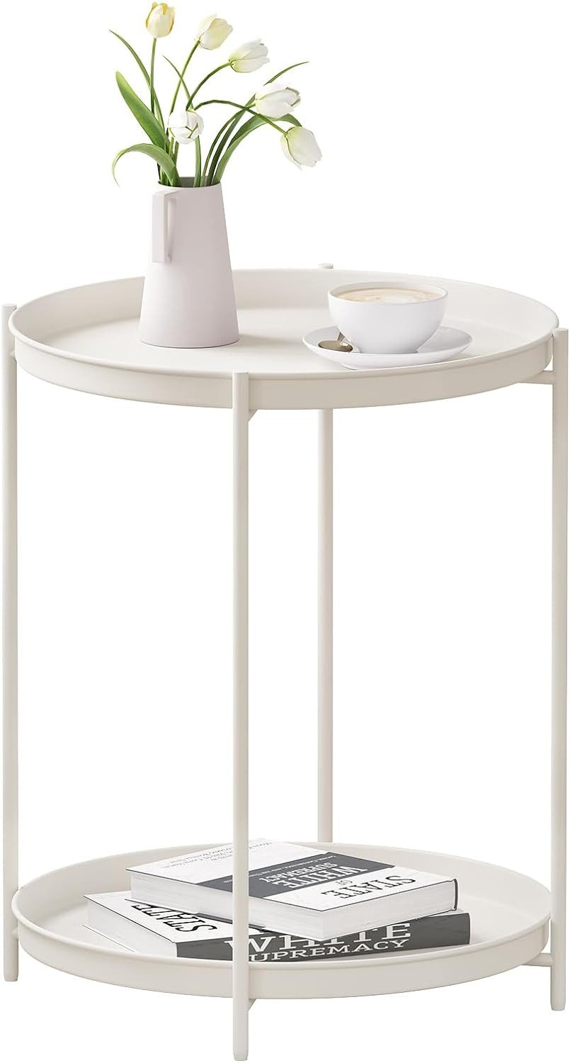 Woltu Beistelltisch (1-St), mit Stauraum, 2 abnehmbare Tabletts, rund, aus günstig online kaufen