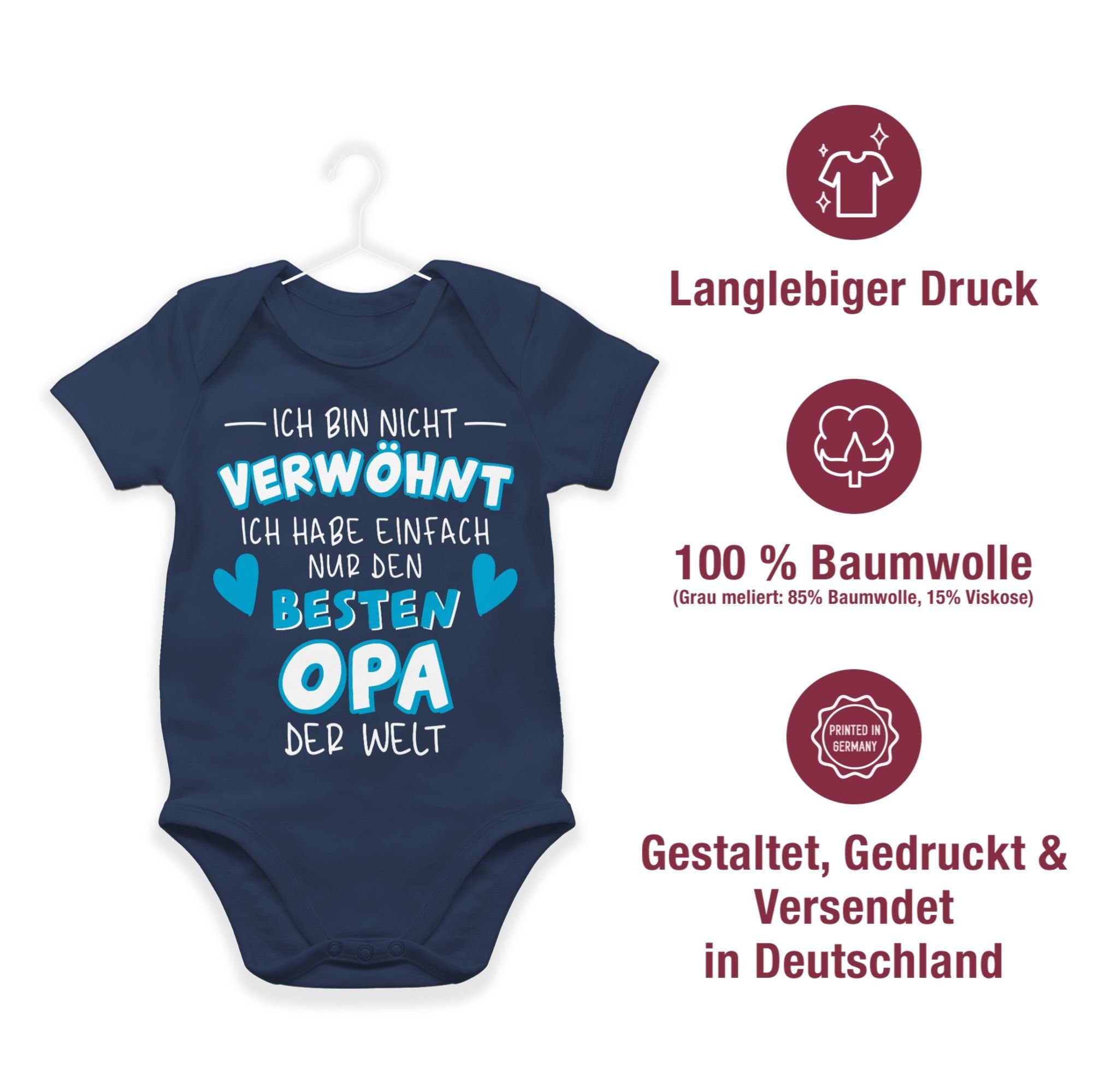 Shirtracer Shirtbody Ich bin Ich Welt Navy nur besten den verwöhnt - nicht habe einfach 1 Opa Baby Sprüche der Blau