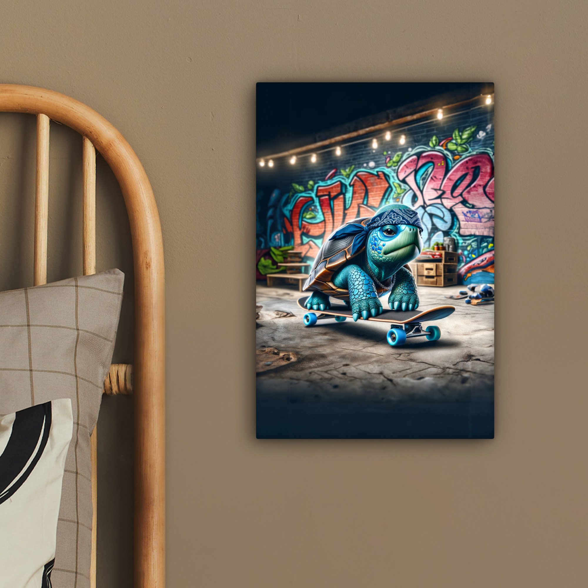 OneMillionCanvasses® Leinwandbild Schildkröte - Graffiti - Skateboard - Jungen, Fotodruck (1 St), Teenager Zimmer Bild, Jugendzimmer Deko, Kinder Wanddeko, 20x3 – Bild 4 von 5