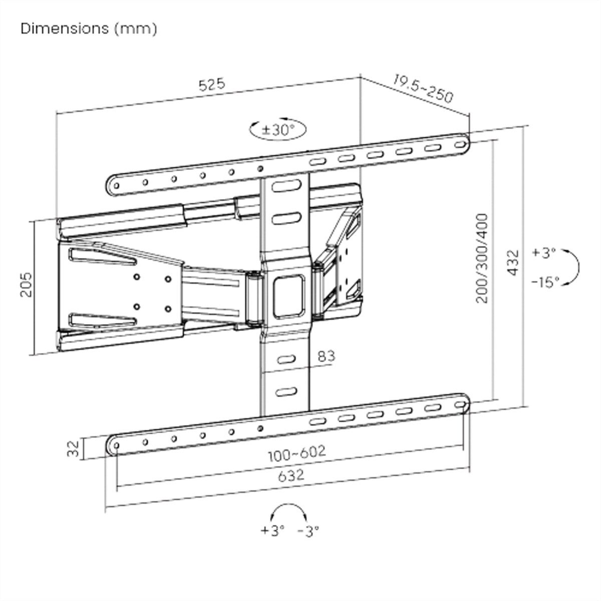 VALUE Monitor-Halterung TV-Wandhalterung, (bis 90 Zoll, ultra-slim, 43-90 Zoll, bis 50 kg)