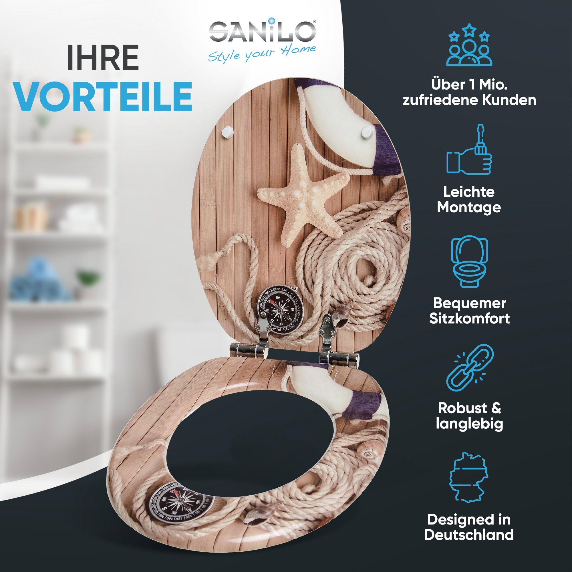 Sanilo WC-Sitz Maritime, mit Absenkautomatik, hochwertig günstig online kaufen