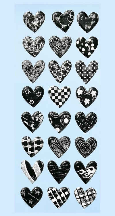 HobbyFun Sticker CREApop® Softy Sticker, Herzen schwarz/weiß, 16x10