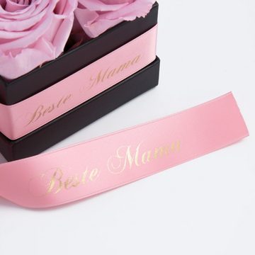 Kunstblume Beste Mama Infinity Rosenbox Rosen mit Duft echte konservierte Blumen Rose, ROSEMARIE SCHULZ Heidelberg, Höhe 8,5 cm, haltbar bis zu 3 Jahre