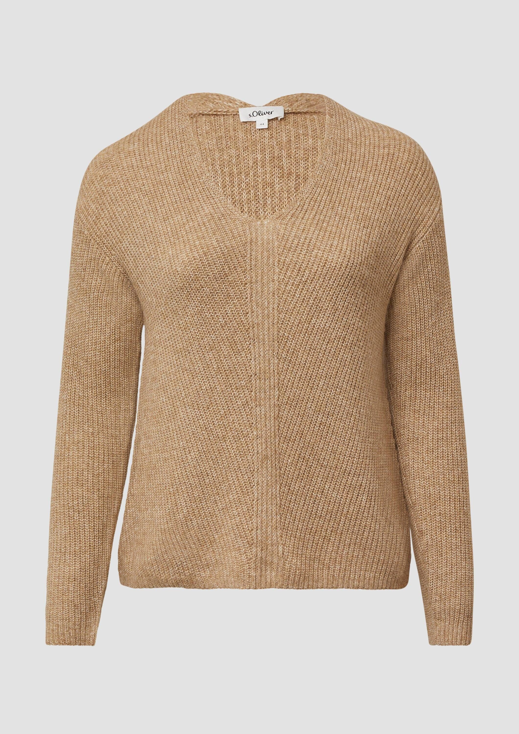 s.Oliver Longpullover Strickpullover Weicher Strickpullover im Relaxed Fit mit V-Ausschnitt