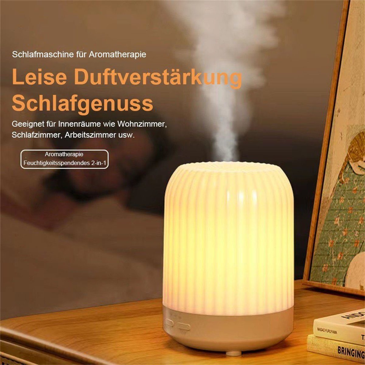 USB-Plug-in-Nachtlicht-Luftbefeuchter Diffuser Aromatherapiegerät, TUABUR Weiß