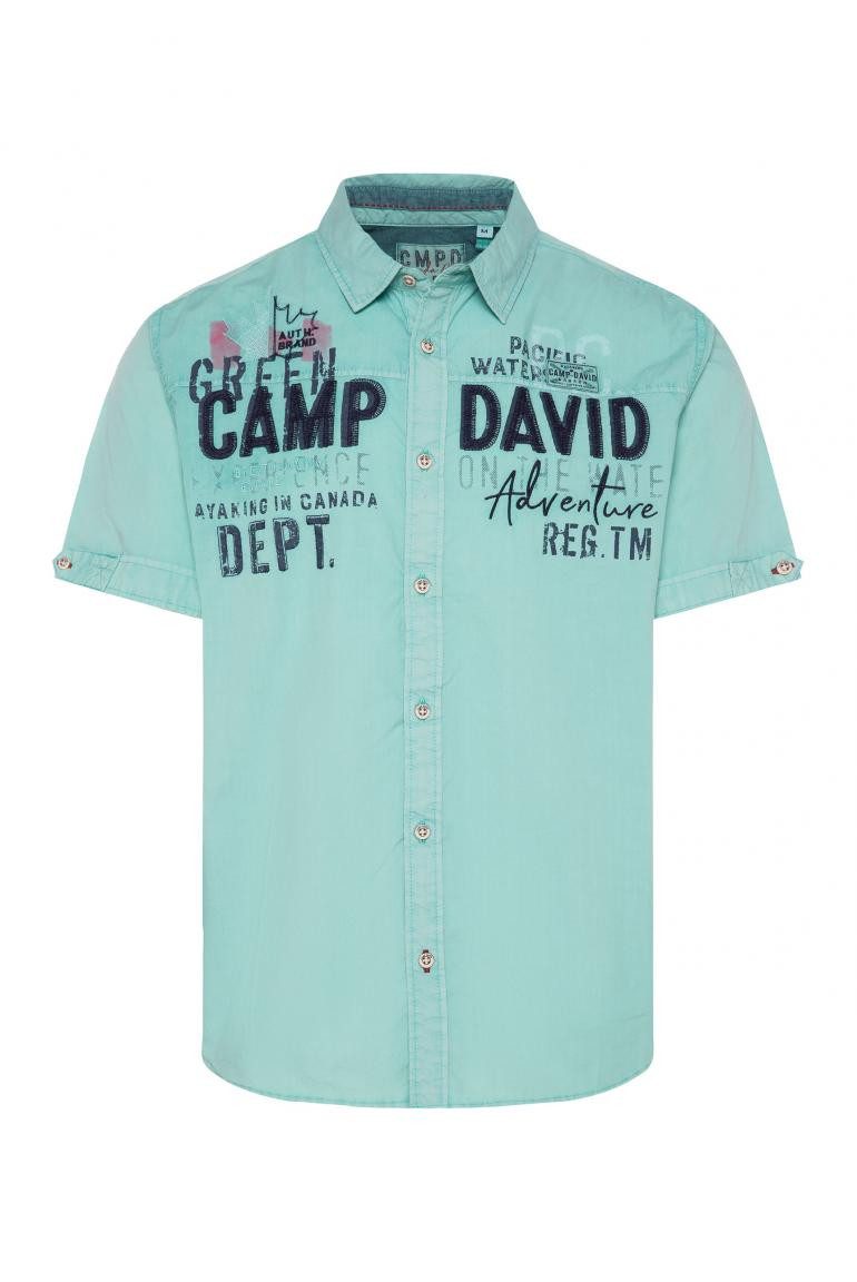 CAMP DAVID Kurzarmhemd mit Vintage-Waschung und Artworks cool jade günstig online kaufen